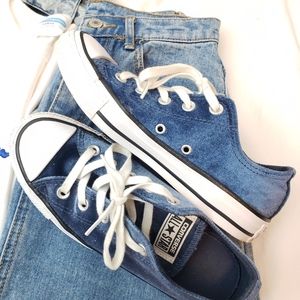 Blue velvet Converse sneakers